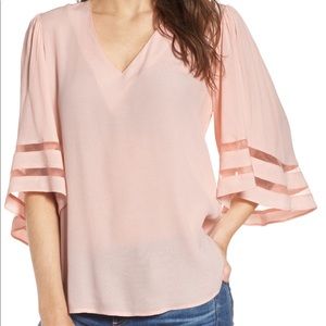Chelsea28 Chiffon detail bell sleeve blouse